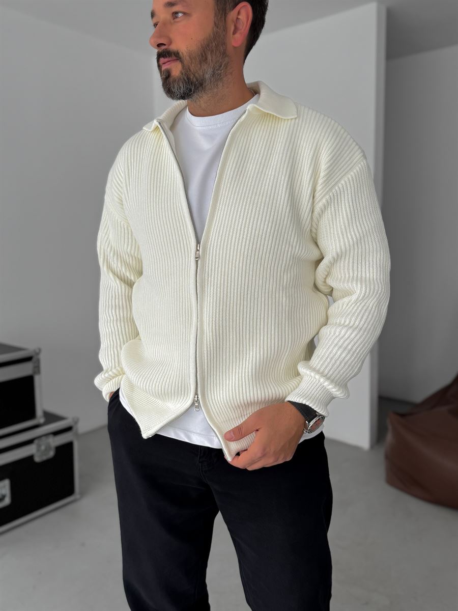 Zipped Knitwear Sweatshirt