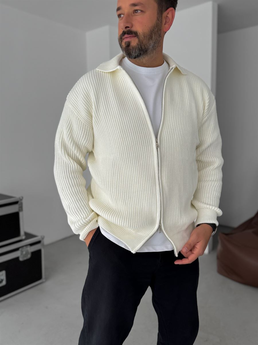 Zipped Knitwear Sweatshirt