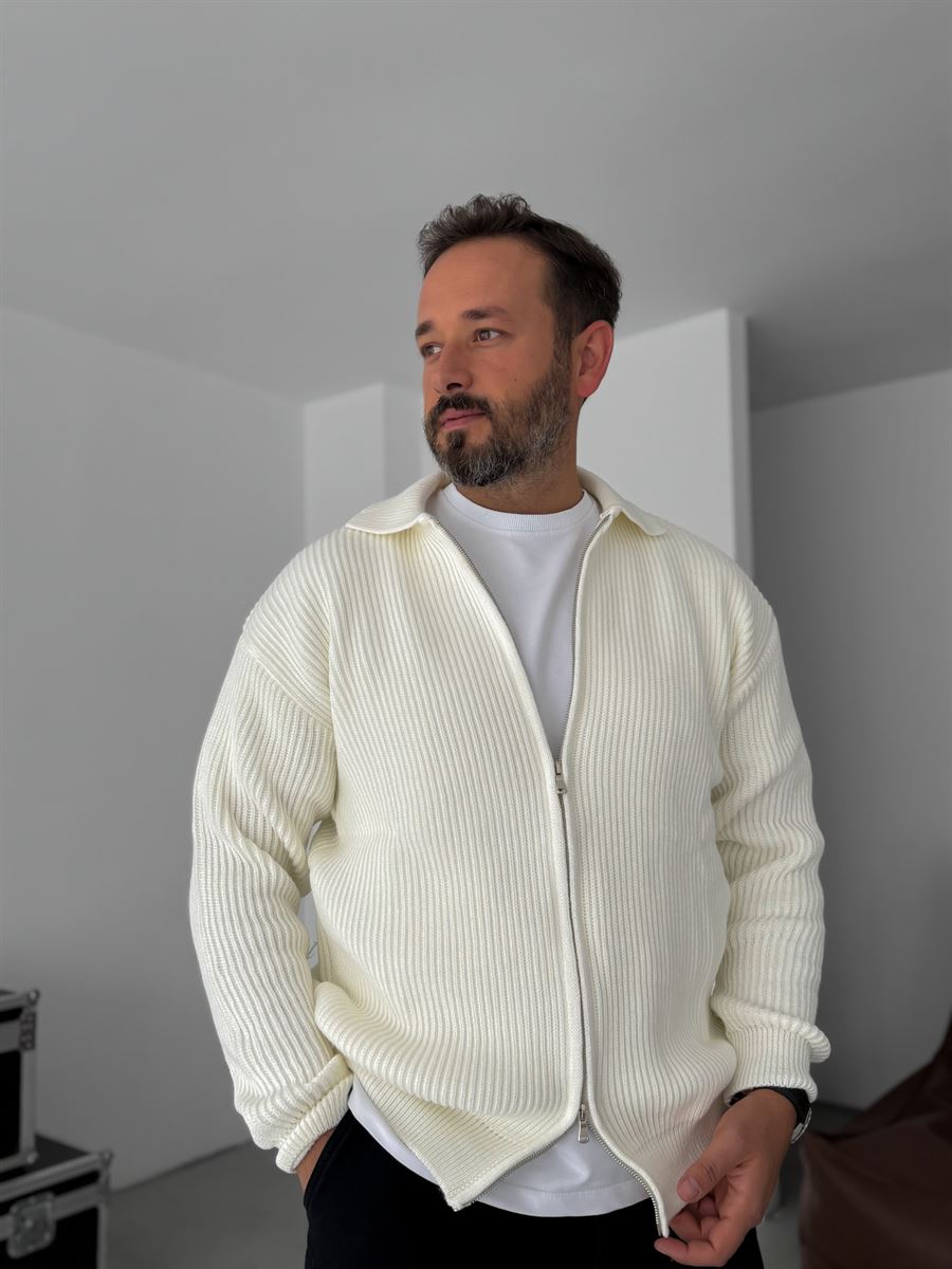 Zipped Knitwear Sweatshirt