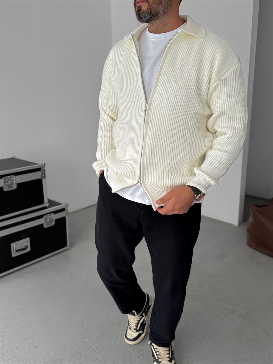 Zipped Knitwear Sweatshirt