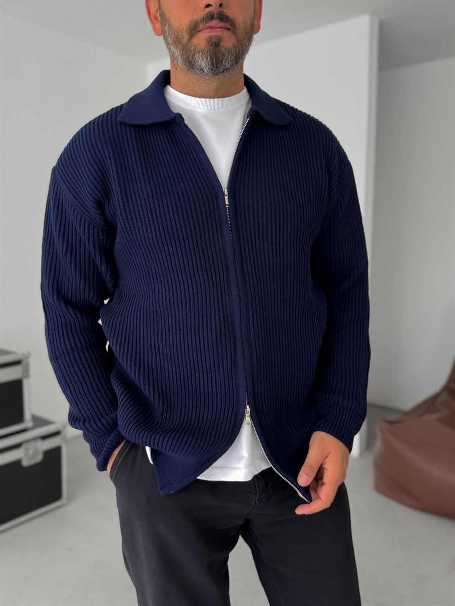 Zipped Knitwear Sweatshirt