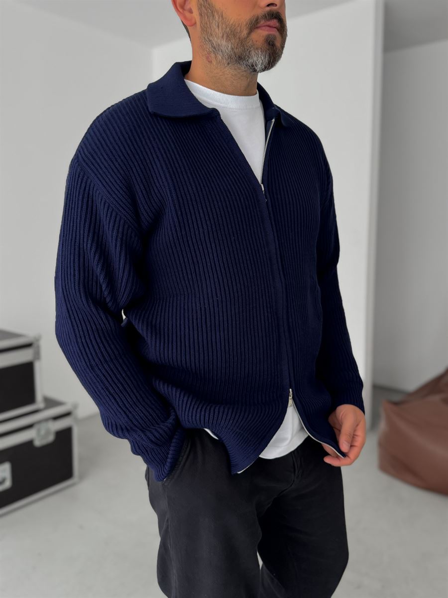 Zipped Knitwear Sweatshirt
