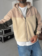 Quilted Sleeve Hooded Plush Sweatshirt