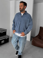 Half-Zip Washed Sweatshirt