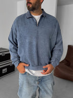 Half-Zip Washed Sweatshirt