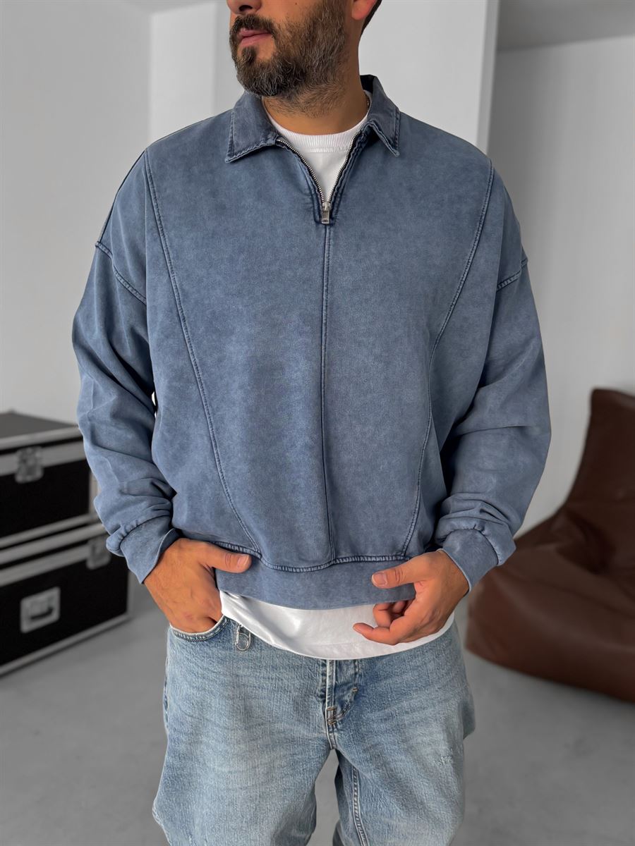 Half-Zip Washed Sweatshirt