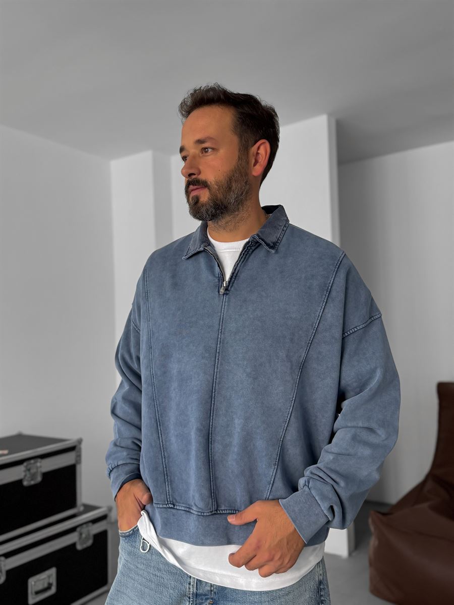 Half-Zip Washed Sweatshirt