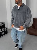 Half-Zip Washed Sweatshirt