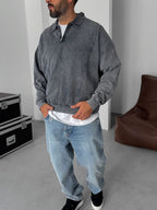 Half-Zip Washed Sweatshirt