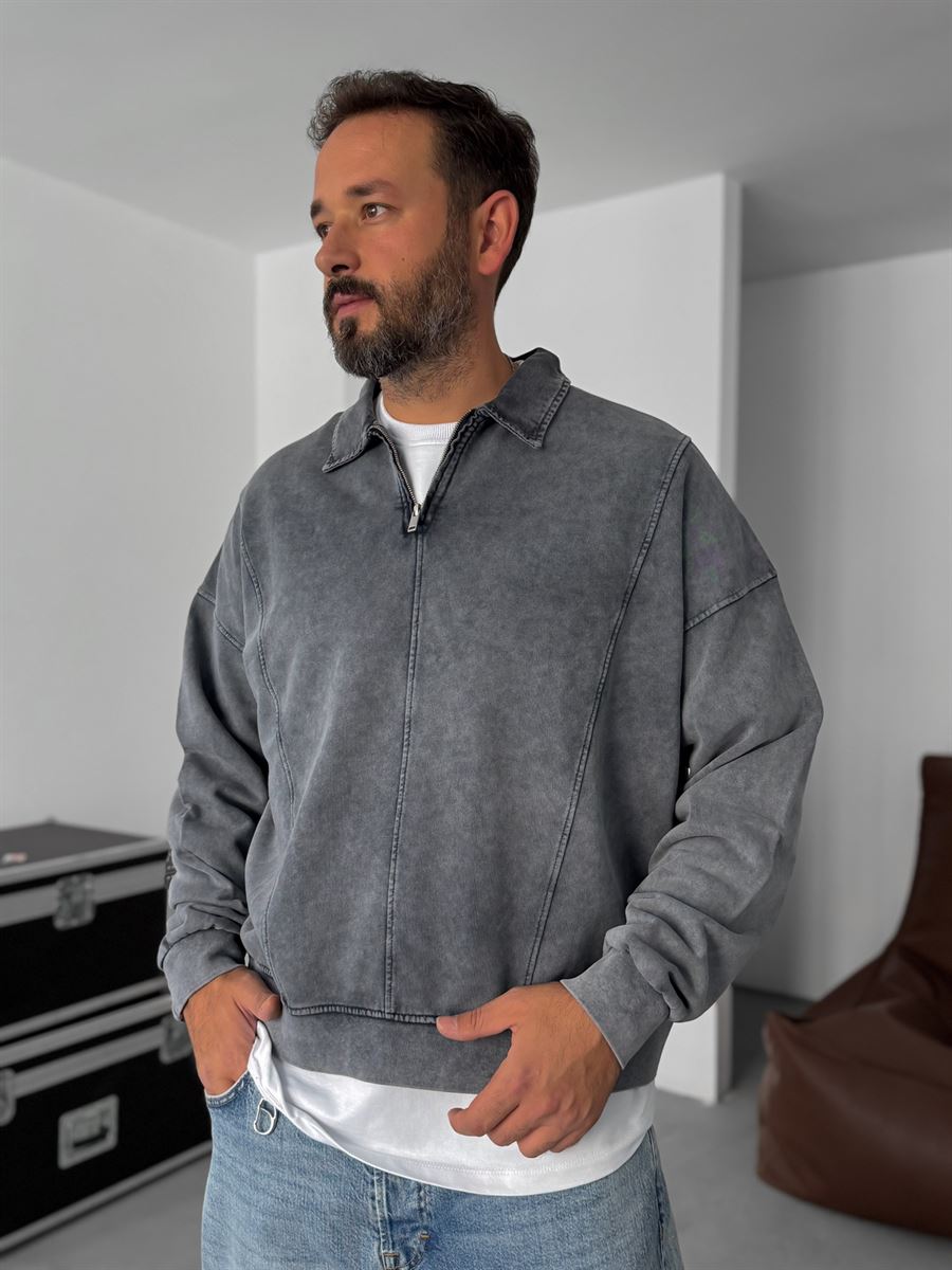 Half-Zip Washed Sweatshirt