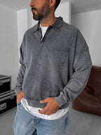 Half-Zip Washed Sweatshirt