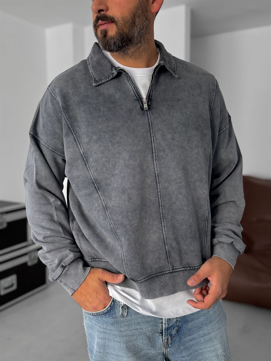 Half-Zip Washed Sweatshirt