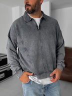 Half-Zip Washed Sweatshirt