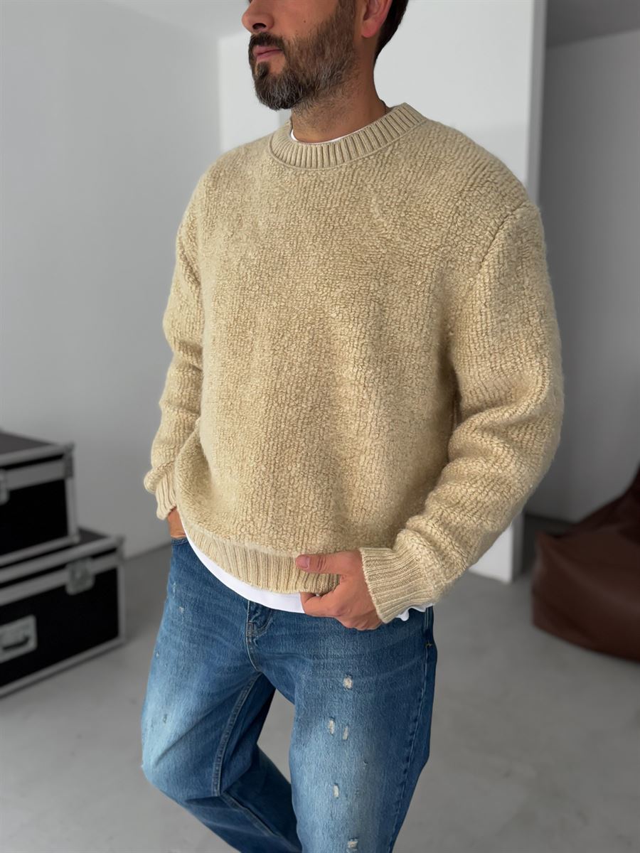 Beige Woven Knit Sweater YP-5023