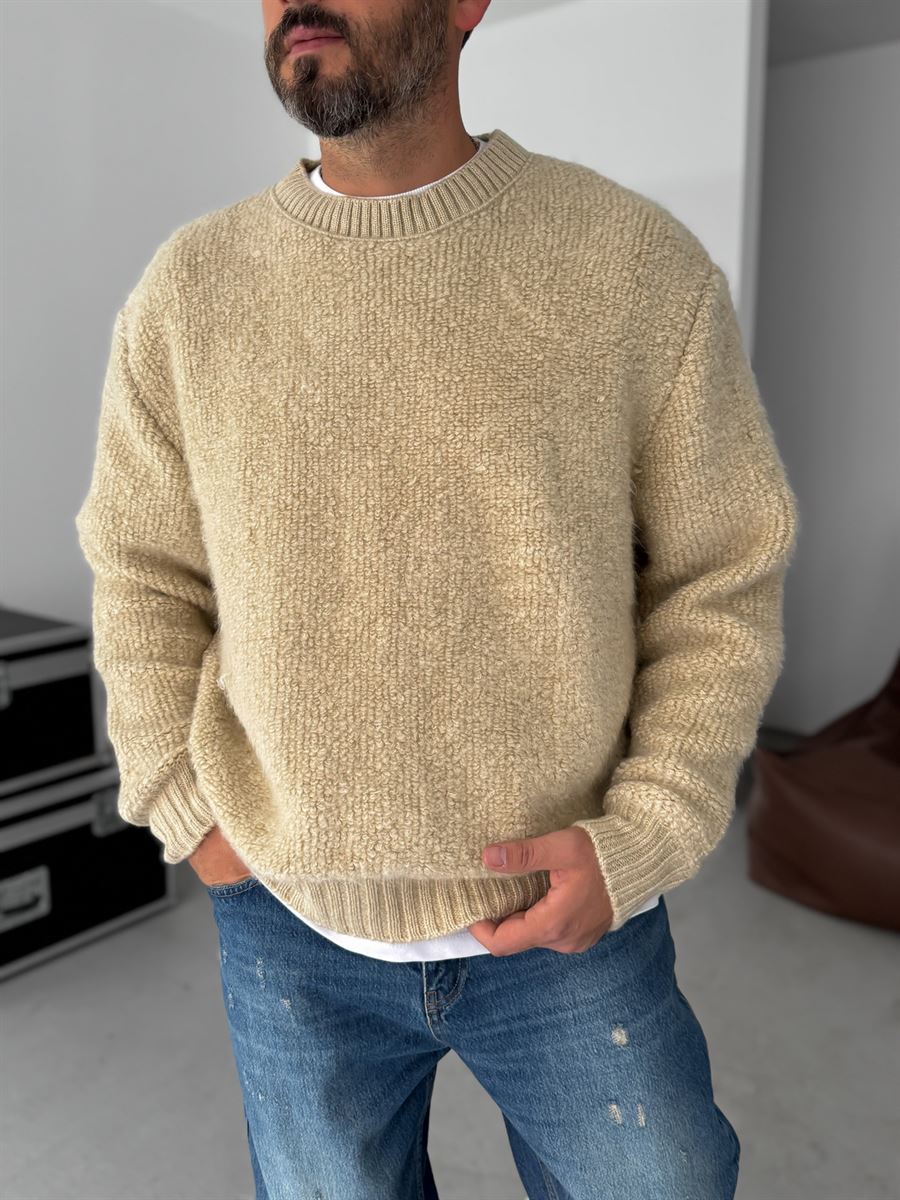 Beige Woven Knit Sweater YP-5023