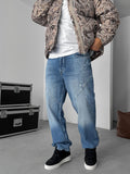 Diagonal Stitched Distressed Baggy Jean