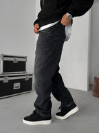 Knee Stitched Distressed Baggy Jean