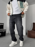 Knee Stitched Distressed Baggy Jean
