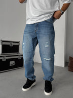 Knee Stitched Distressed Baggy Jean