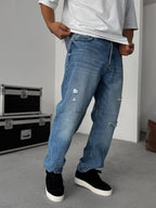 Knee Stitched Distressed Baggy Jean