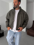 Effected Bomber Leather Jacket