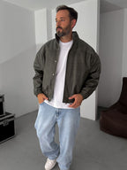 Effected Bomber Leather Jacket