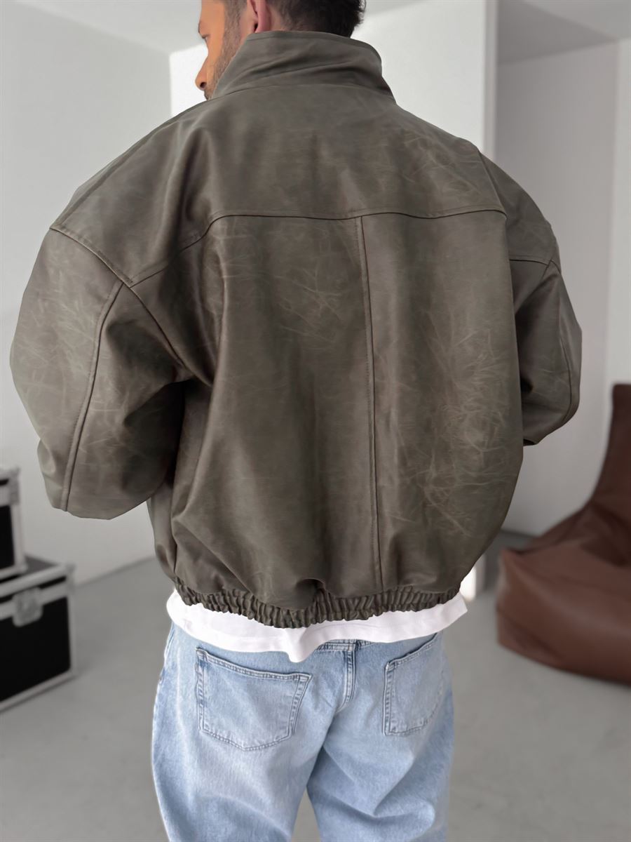 Effected Bomber Leather Jacket