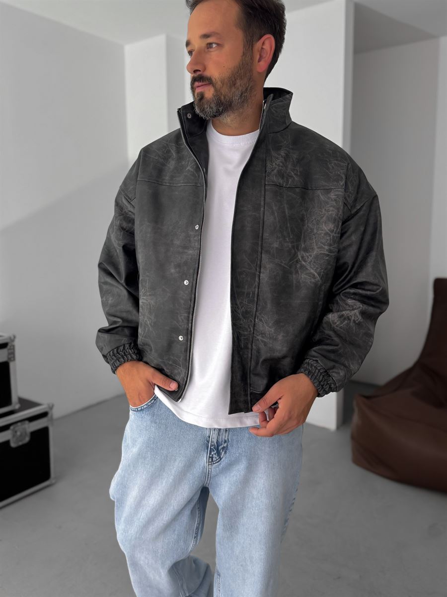 Effected Bomber Leather Jacket