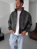 Effected Bomber Leather Jacket