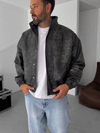 Effected Bomber Leather Jacket