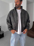 Effected Bomber Leather Jacket