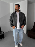 Effected Bomber Leather Jacket