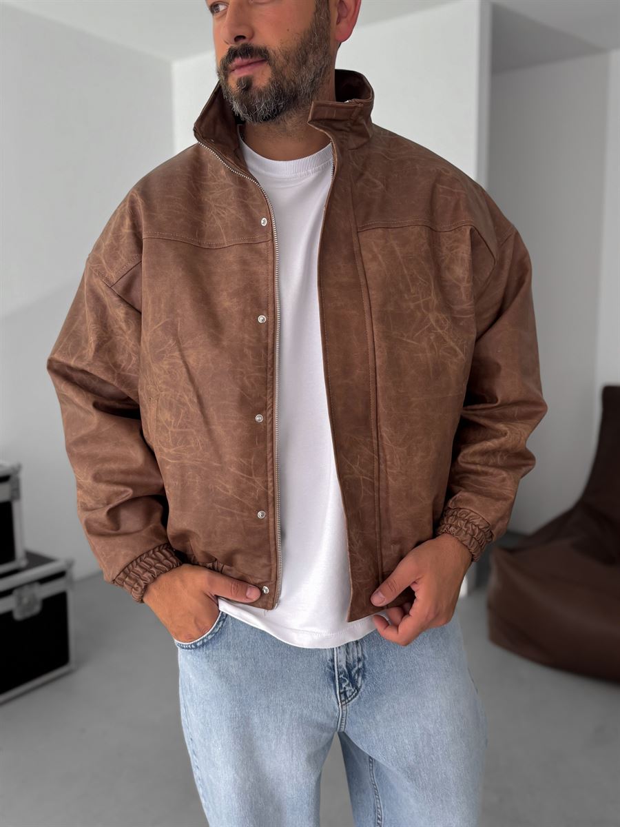 Effected Bomber Leather Jacket