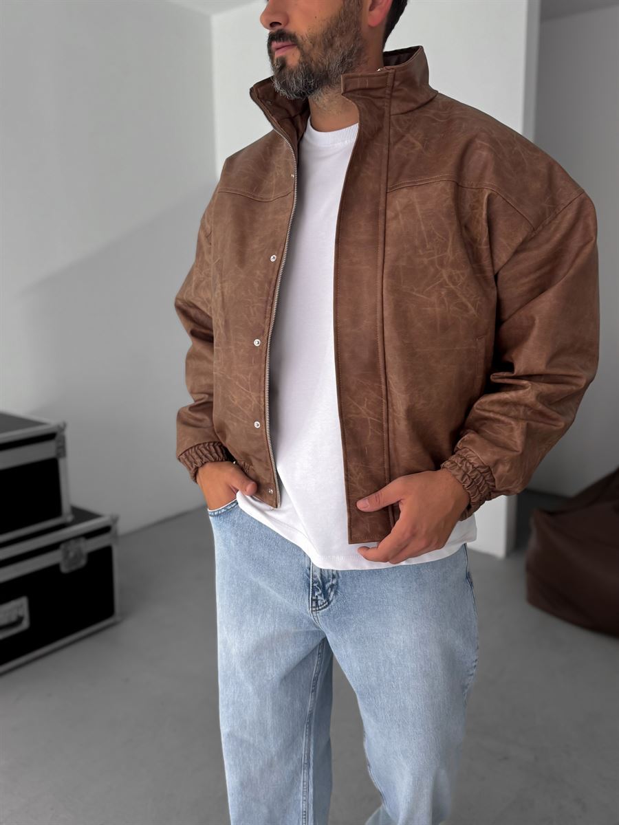 Effected Bomber Leather Jacket