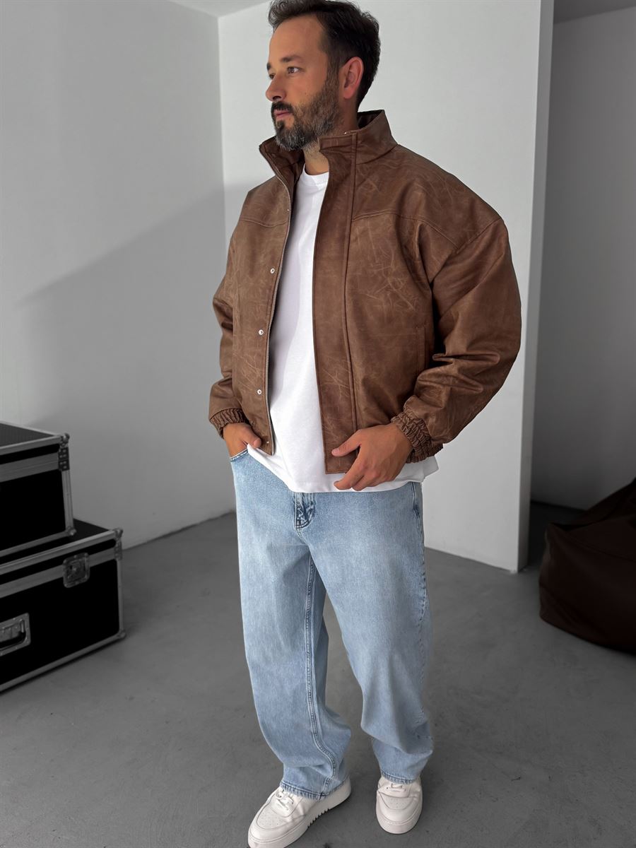 Effected Bomber Leather Jacket