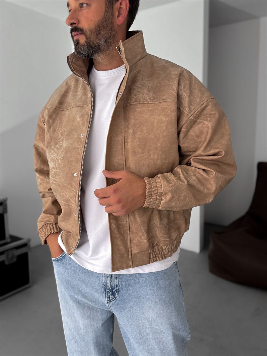 Effected Bomber Leather Jacket