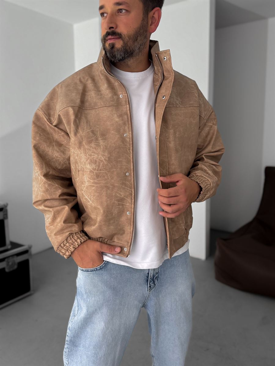 Effected Bomber Leather Jacket