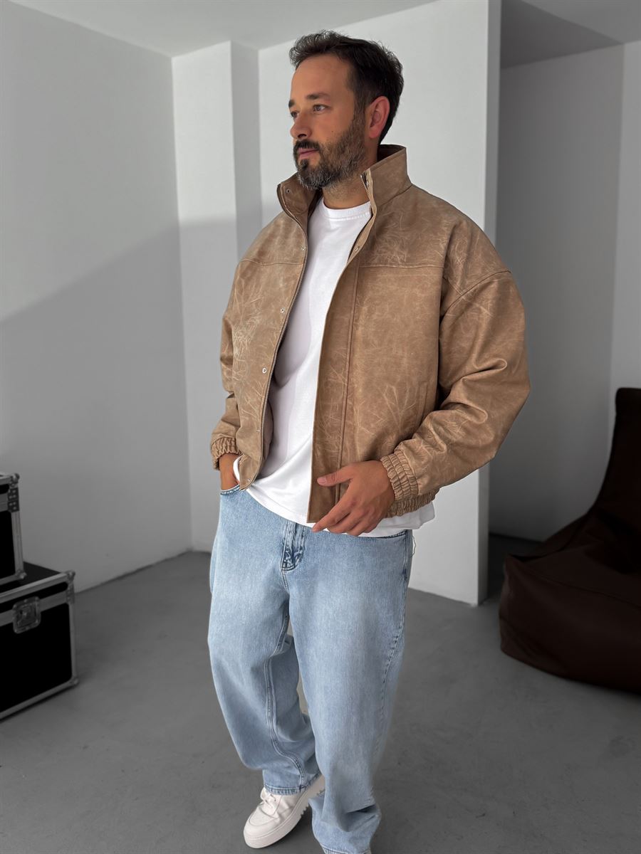 Effected Bomber Leather Jacket