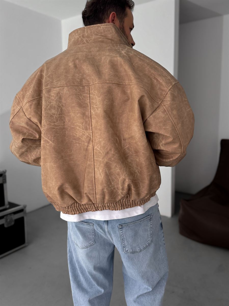 Effected Bomber Leather Jacket