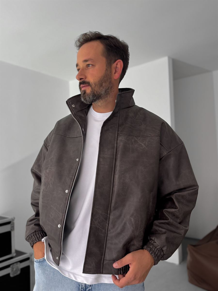 Effected Bomber Leather Jacket