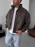 Effected Bomber Leather Jacket