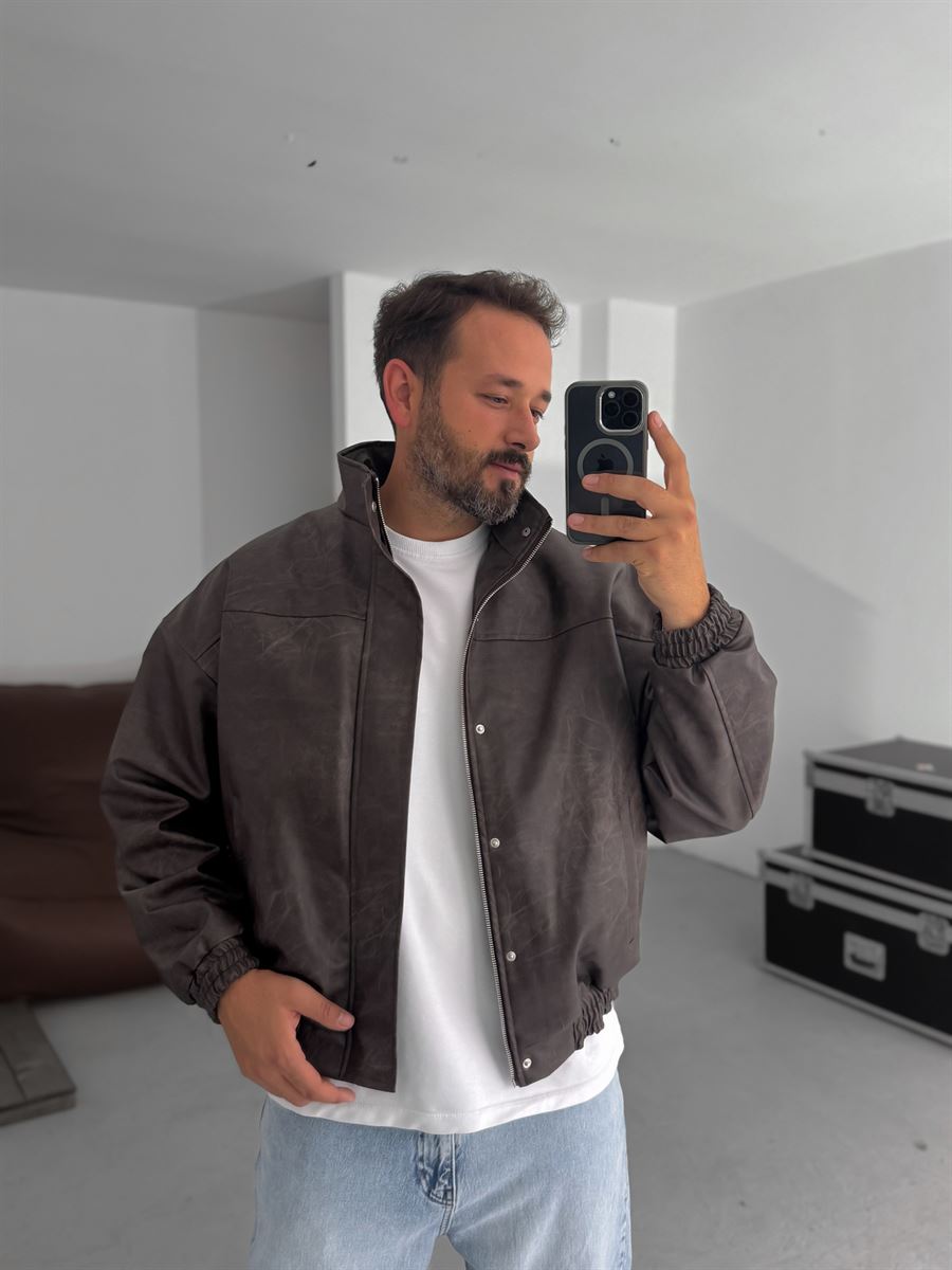 Effected Bomber Leather Jacket