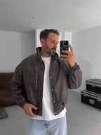 Effected Bomber Leather Jacket