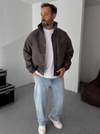 Effected Bomber Leather Jacket