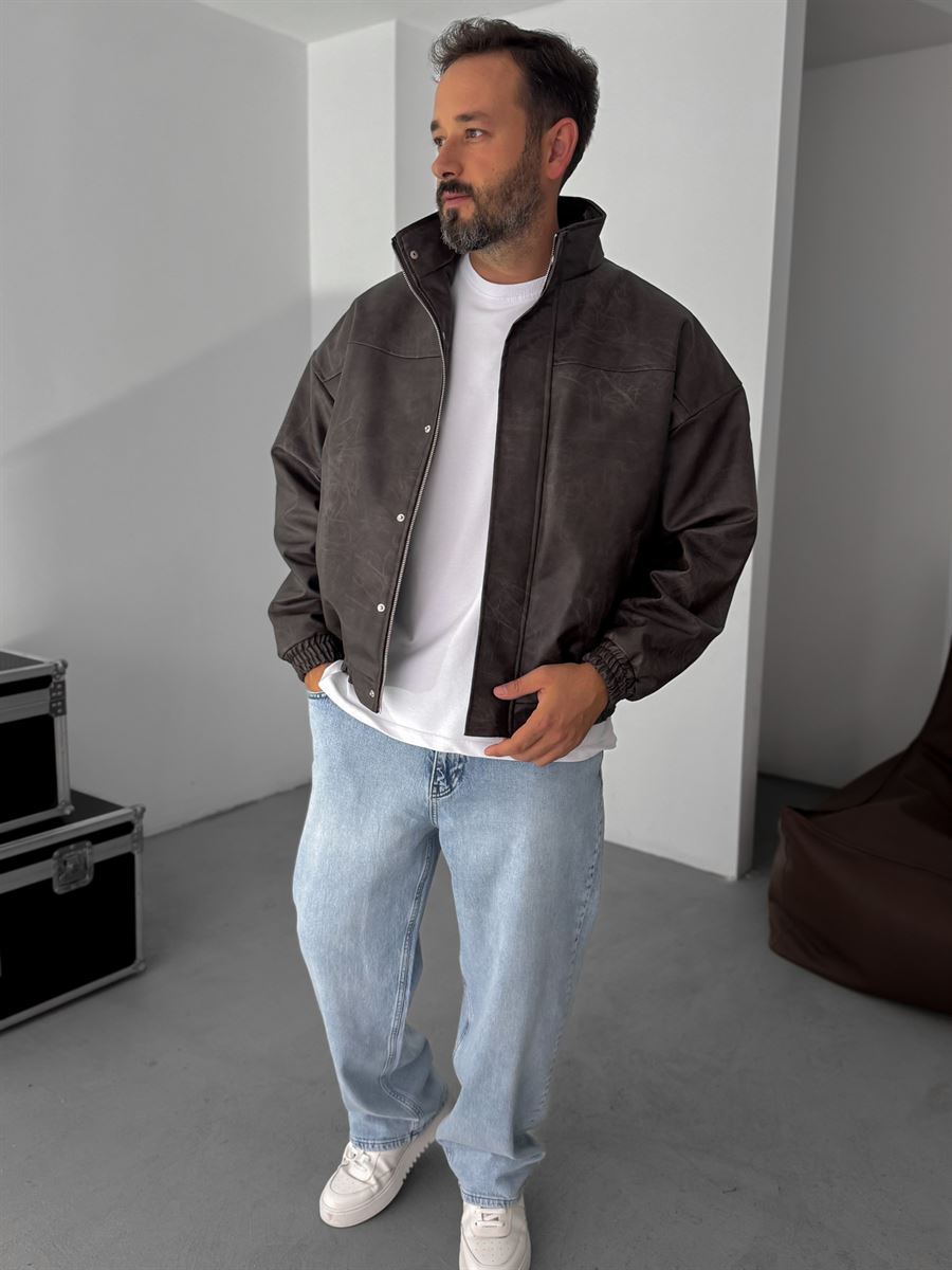 Effected Bomber Leather Jacket