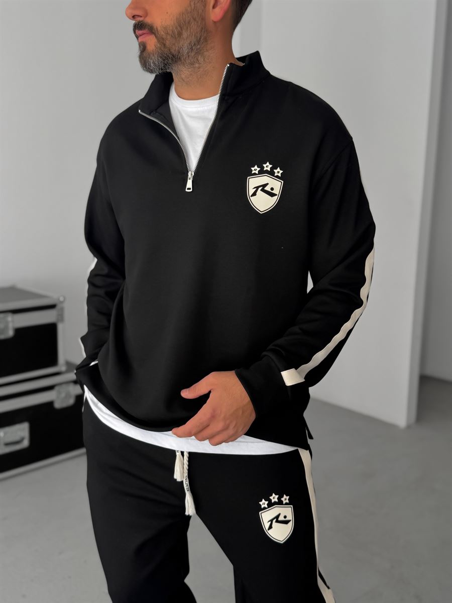 R-Embossed Half-Zip Sweatshirt