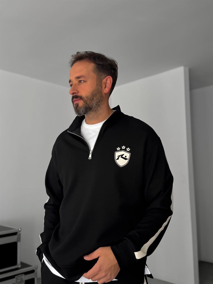 R-Embossed Half-Zip Sweatshirt