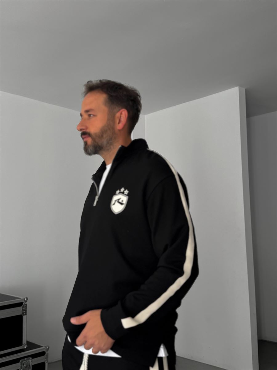 R-Embossed Half-Zip Sweatshirt