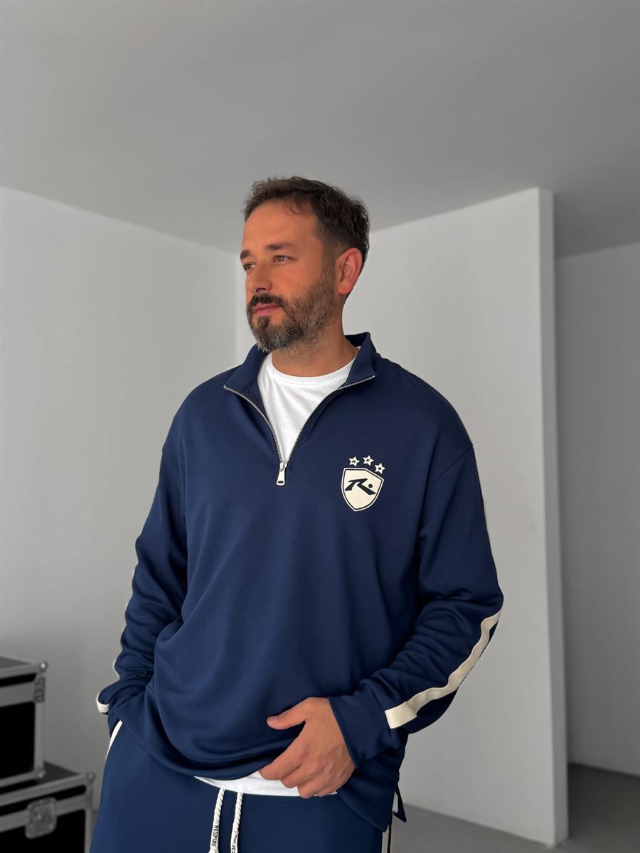 R-Embossed Half-Zip Sweatshirt