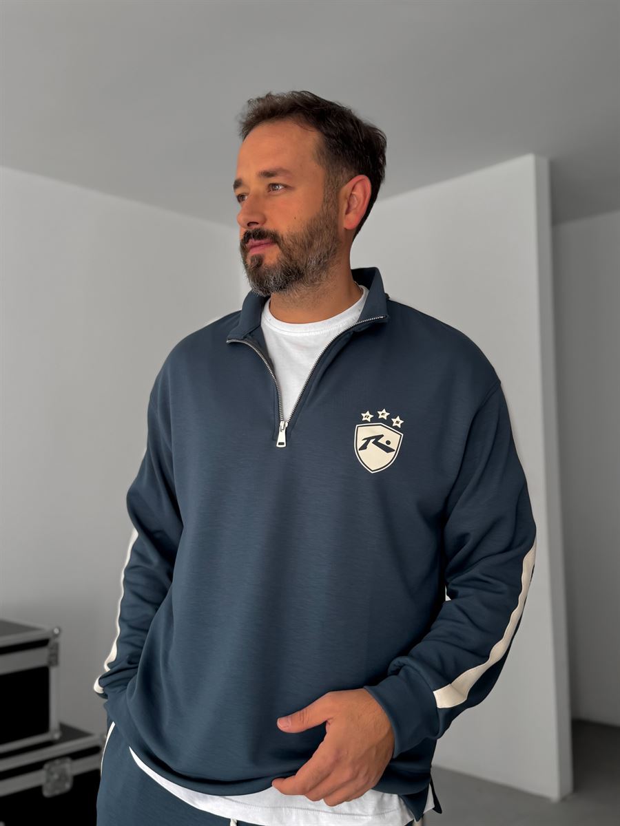 R-Embossed Half-Zip Sweatshirt